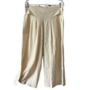 Elegant ecru linen Wide-Leg Pants XL